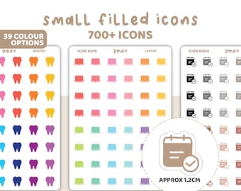 Small Filled Icon Stickers | 700+ Icons | Planner Stickers | ICON K000