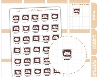 Baby Ultrasound Stickers | Drawn Planner Stickers | D73