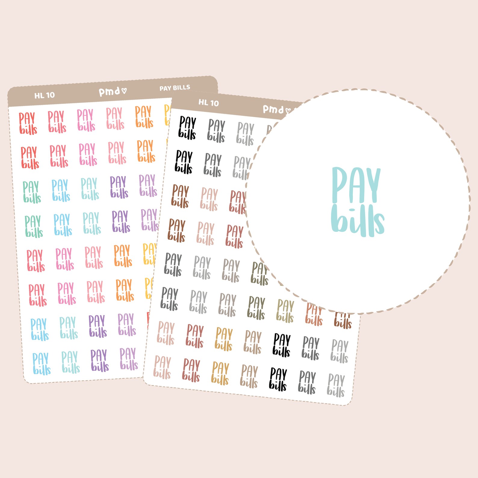 Pay Bills Hand Lettered Stickers Planner Stickers HL10 | Etsy