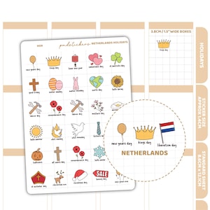 Pegatinas de vacaciones de los Países Bajos / Pegatinas para el planificador de vacaciones / H09