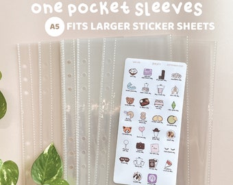 1 Pocket A5 Sleeves | 10 Pack | Fits Larger Sticker Sheets | Sticker Storage | SS10