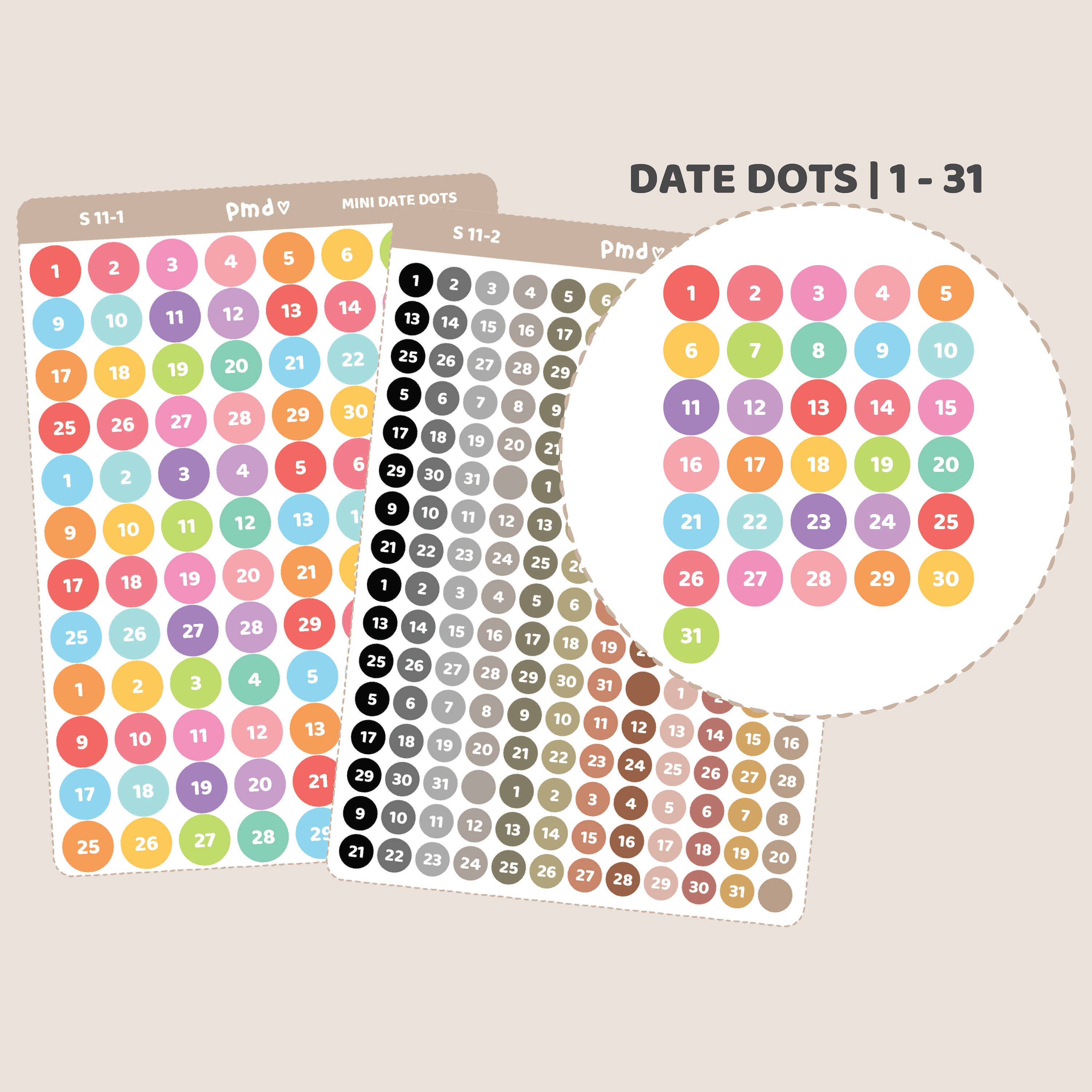 Date Dot Stickers Planner Stickers S11 | Etsy