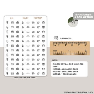 Custom Mini Icon Dot Stickers Any 2, 4 or 8 Icons per sheet Minimalist Planner Stickers C35 image 2