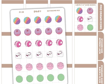 Bathbombs Stickers | PMD Drawn Icon Planner Stickers | PI28