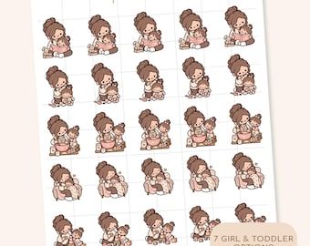 Toddler Girl Mum Little Life Character Stickers | Planner Stickers | LL12