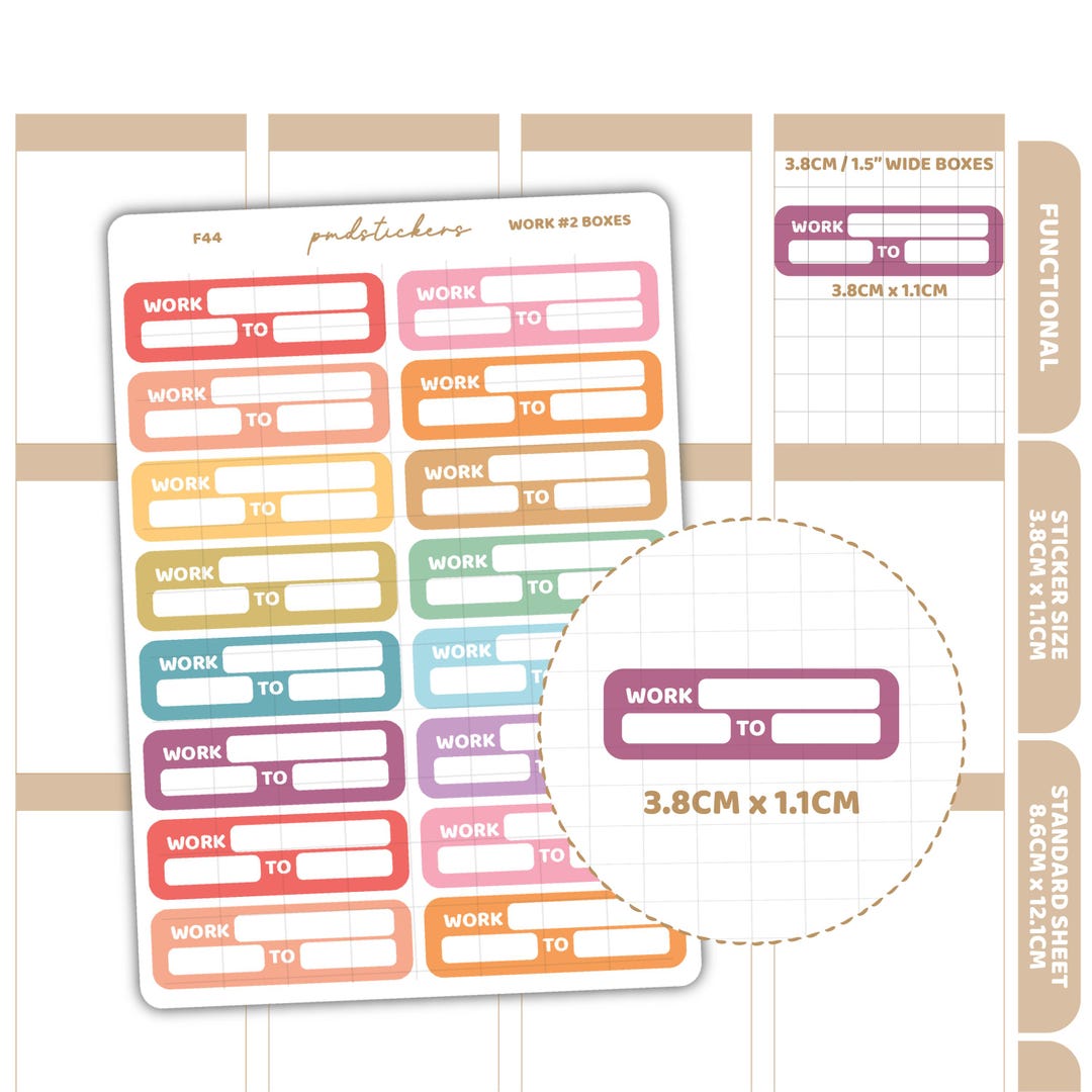 Work #2 Box Stickers | Functional Planner Stickers | F44 - Etsy