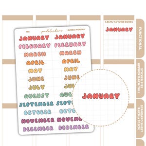 Adesivi Bubble Months / Adesivi per planner funzionali / F06