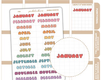 Bubble Months Stickers | Functional Planner Stickers | F06