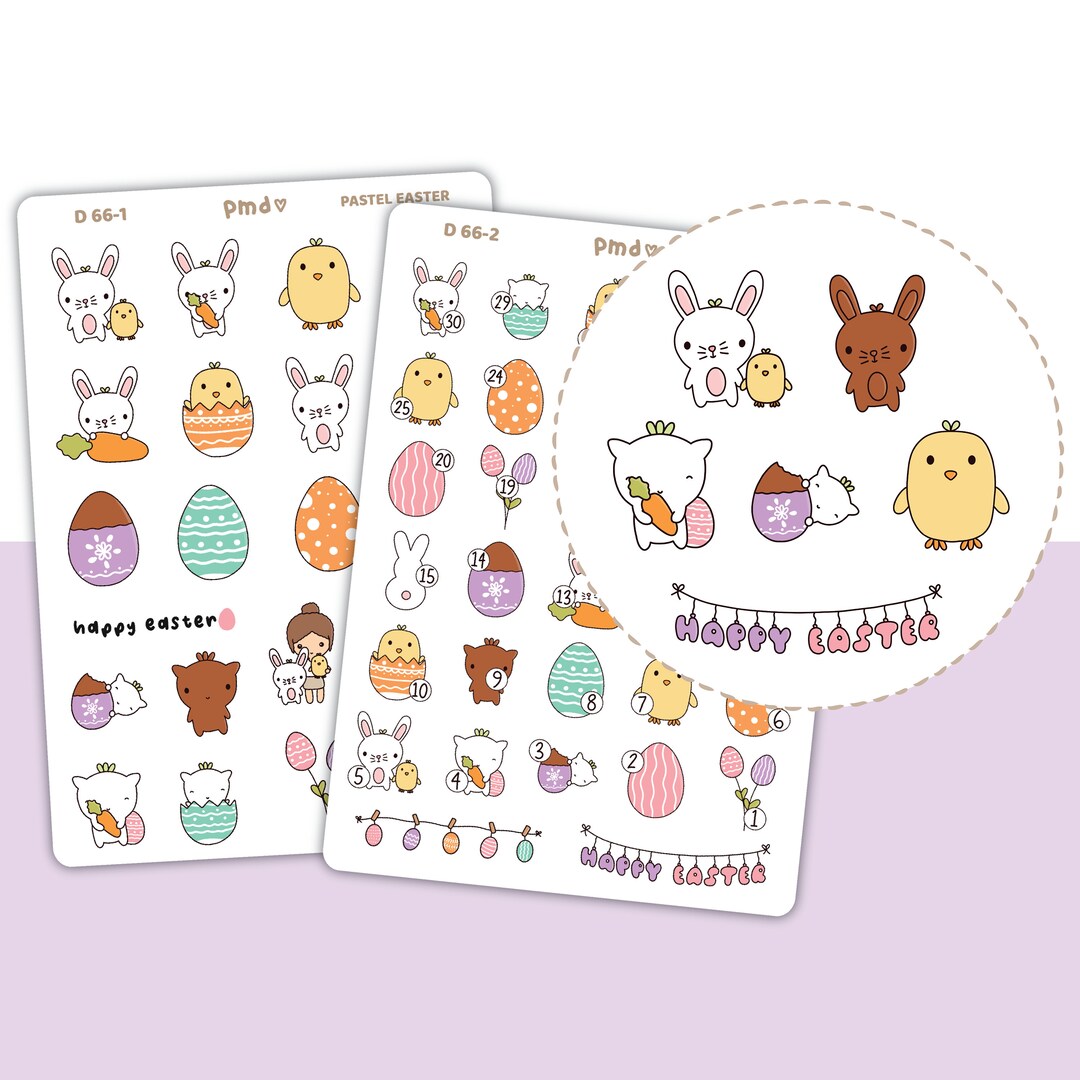 Pastel Easter & Countdown 2023 Stickers Planner Stickers D66 - Etsy