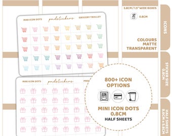 Half Sheet Mini Icon Dot Sticker Sets | 800+ Icons | Half Sheets | Planner Stickers | 08-H