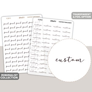Custom Thin Script Word Stickers | Minimalist Planner Stickers | C27