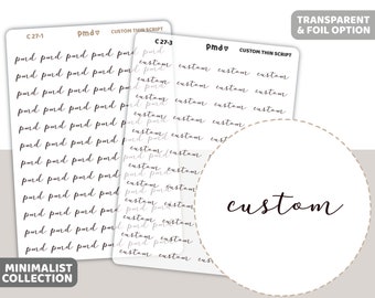 Custom Thin Script Word Stickers | Minimalist Planner Stickers | C27