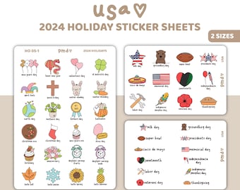 2024 USA Holiday Stickers | Planner Stickers | HO05-USA