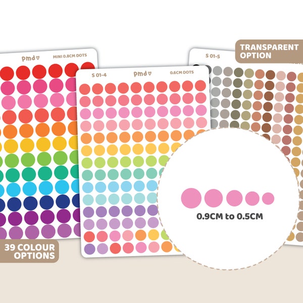 Dot Stickers | Transparent Option | Planner Stickers | S01