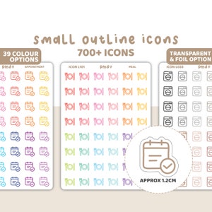 Small Sticker Icons Small Outline Icon Stickers 700 Icons Planner Stickers ICON L000 - Etsy