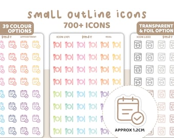 Small Outline Icon Stickers | 700+ Icons | Planner Stickers | ICON L000