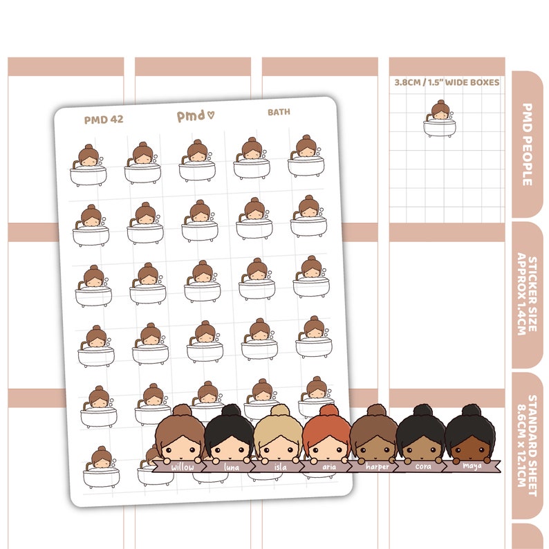 Bath Stickers PMD People Planner Stickers PMD42 image 1