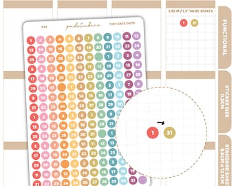 Tiny Date (1-31) Dot Stickers | Functional Planner Stickers | F42
