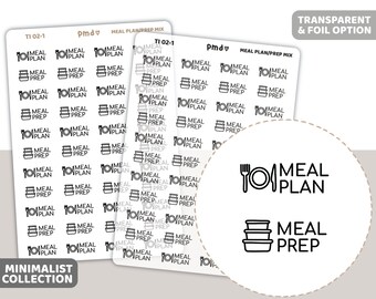 Meal Plan & Meal Prep Text/Icon Stickers | Minimalist Planner Stickers | TI02