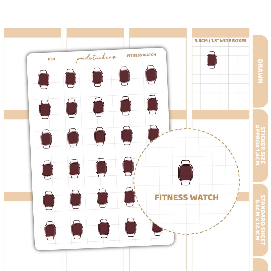 Fitness Watch Stickers | Drawn Planner Stickers | D30 - Etsy