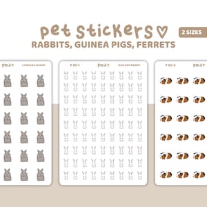 Rabbit/Bunnies, Guinea Pigs, Ferrets & more Stickers | Pet Stickers | 7 Options | Planner Stickers | PET03