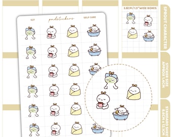 Self Care Sprout Character Stickers | Planner Stickers | S27