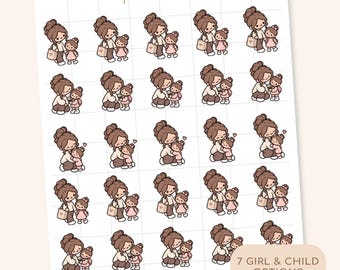 Child Girl Mum Little Life Character Stickers | Planner Stickers | LL16