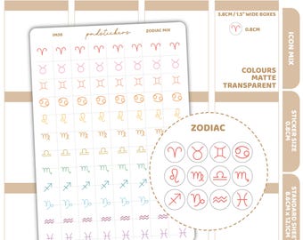 Zodiac Mix Icon Dot Stickers | Planner Stickers | IM36