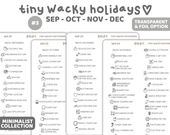 Tiny Wacky Holiday Stickers #3 | September, October, November & December Stickers | Minimalist Planner Stickers | WH21-24(4)