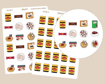 Aussie Food & Drink Stickers | PMD Icons | Planner Stickers | PI46
