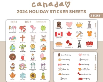 2024 Canada Holiday Stickers | Planner Stickers | HO05-CAN