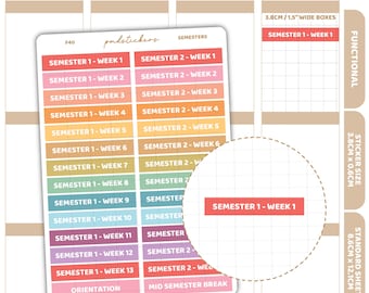 Semester Header Stickers | Functional Planner Stickers | F40