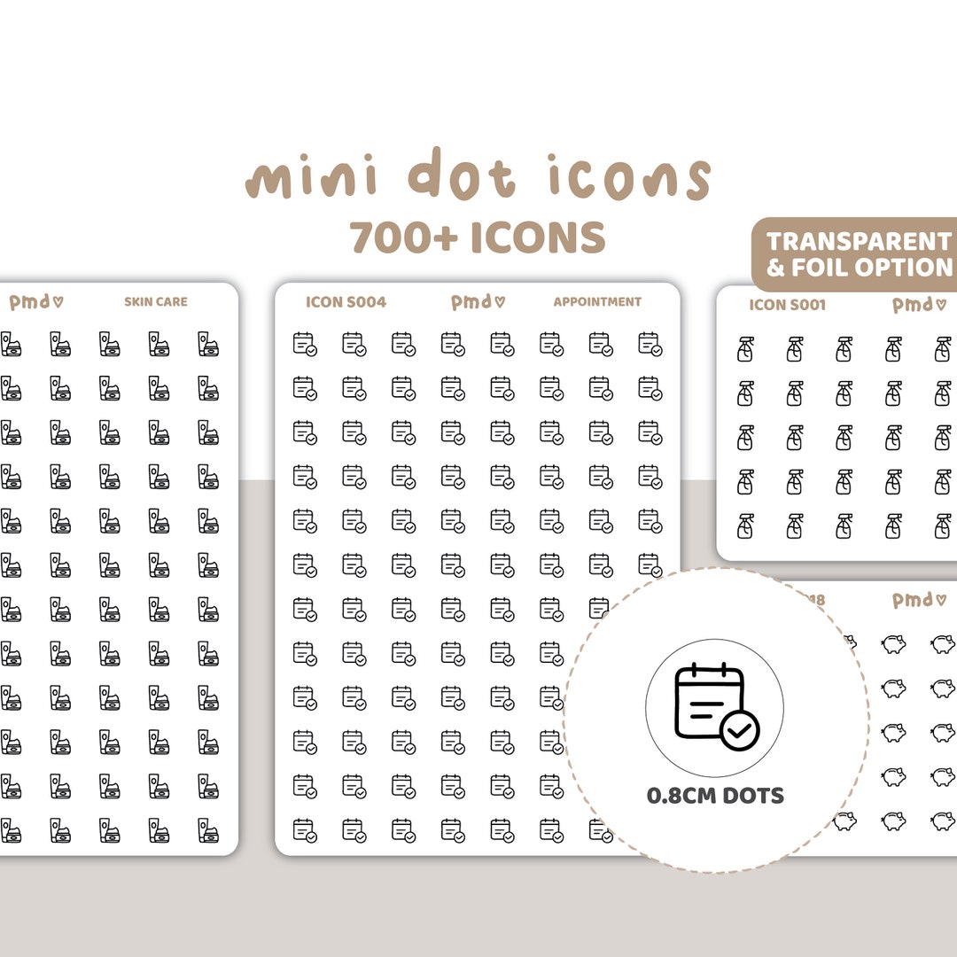 Mini Dot Icon Stickers 700 Icons Minimalist Planner Stickers ICON S000 ...