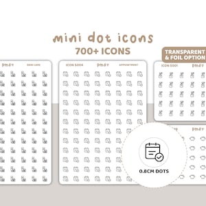 Mini Dot Icon Stickers | 700+ Icons | Minimalist Planner Stickers | ICON S000