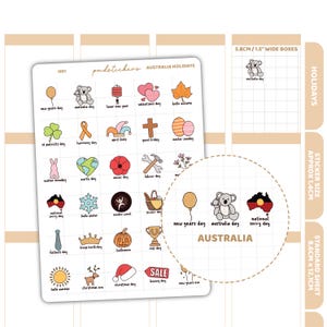 Pegatinas de vacaciones de Australia / Pegatinas para planificador de vacaciones / H01