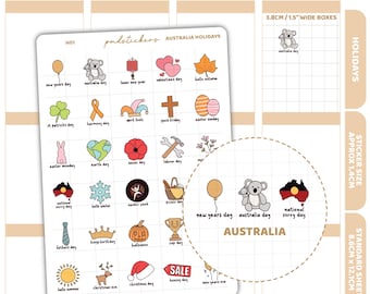 Australia Holiday Stickers | Holiday Planner Stickers | H01