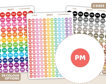 Custom 1-2 Letter Dot Stickers | Planner Stickers | C16