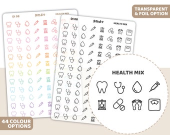 Health Mix Icon Stickers | Planner Stickers | DI08