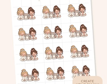 Custom Children Create Your Own Family Stickers | Little Life Planner Stickers | LL06