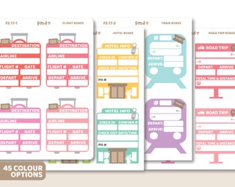 Travel Full Box Stickers | Flight, Hotel, Train & Road Trip | Planner Stickers | FS17