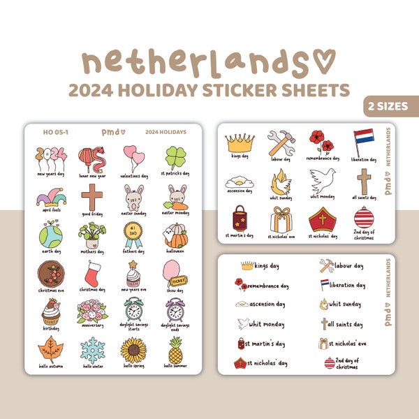 2024 Netherlands Holiday Stickers | Planner Stickers | HO05-NET