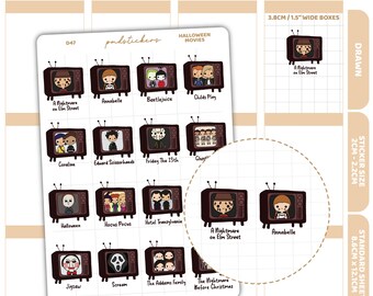 Stickers Halloween-films | Getekende plannerstickers | D47