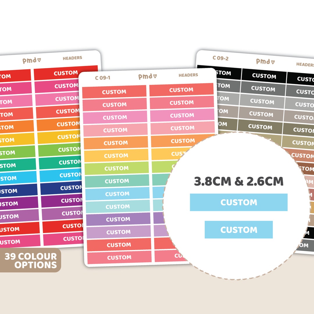 Custom Header Stickers Planner Stickers C09 - Etsy