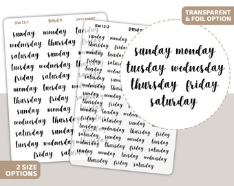 Days Script Word Stickers | Planner Stickers | SW12