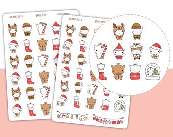 Christmas Deco & Countdown Stickers | Eche Character Planner Stickers | ECHE32