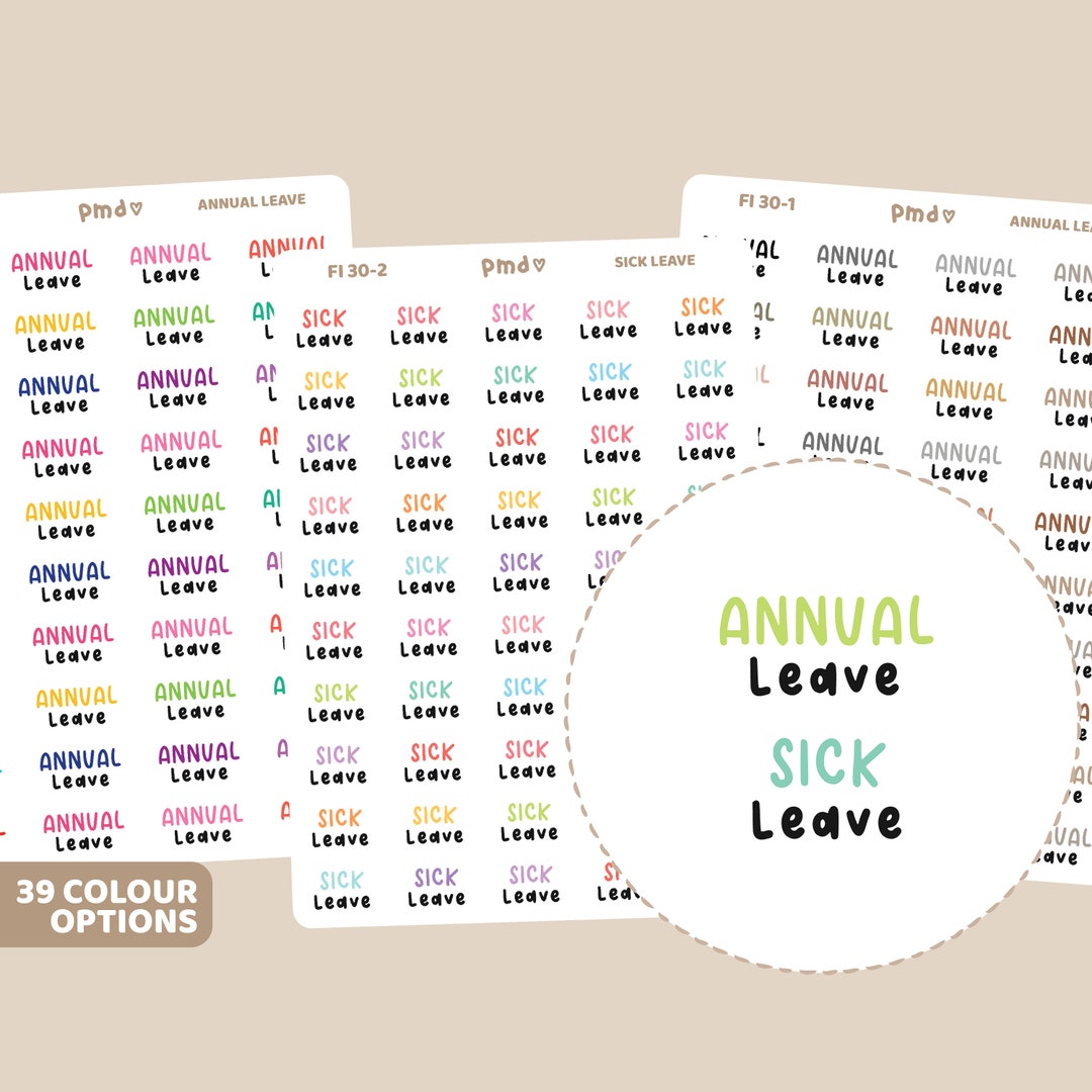 Annual Leave Sick Leave Stickers Planner Stickers FI30 Etsy