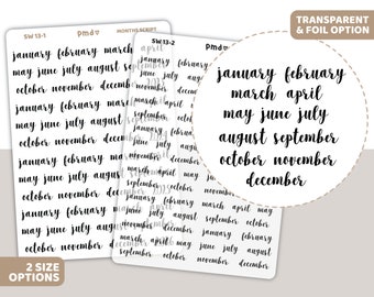 Months Script Word Stickers | Planner Stickers | SW13