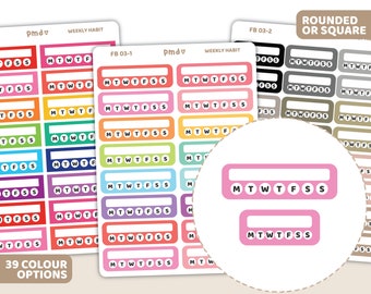 Weekly Habit Box Stickers | Planner Stickers | FB03