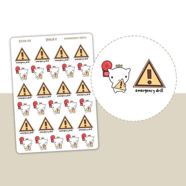 Emergency Drill Stickers | Eche Character Planner Stickers | ECHE35