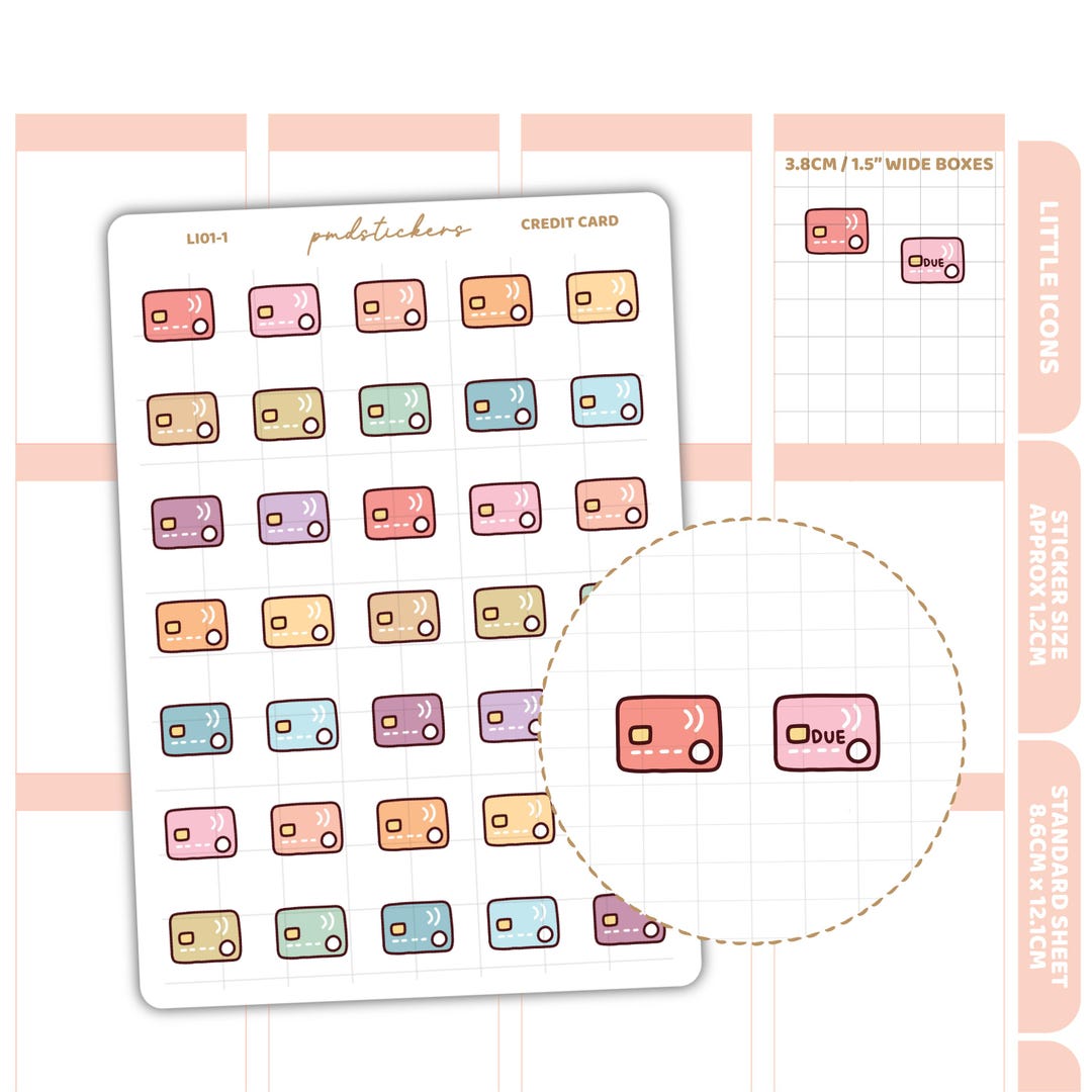 Credit Card Little Icon Stickers | Planner Stickers | LI01 - Etsy